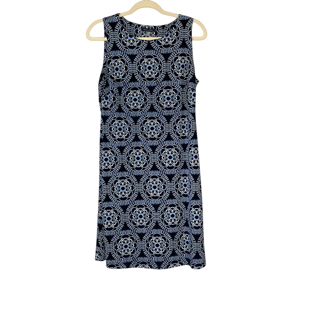 Tommy Hilfiger blue / white‎ floral Mandala print shift sleeveless dress. Size 8
